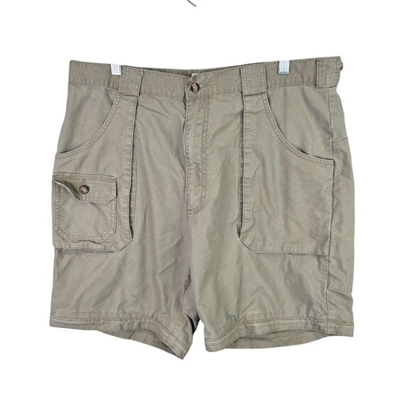 Mens Cabelas Outdoors Khaki Cargo Shorts 100% Cotton Outdoor 9" Inseam Size 36 - Picture 1 of 11